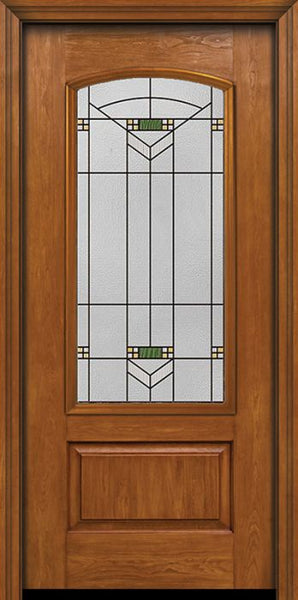 WDMA 30x80 Door (2ft6in by 6ft8in) Exterior Cherry Camber 3/4 Lite Single Entry Door Greenfield Glass 1