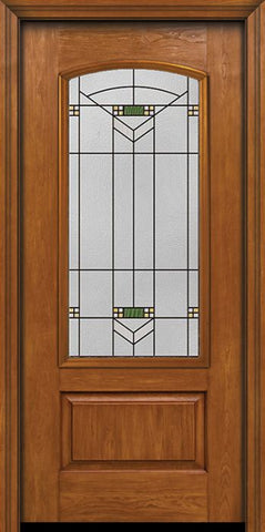 WDMA 30x80 Door (2ft6in by 6ft8in) Exterior Cherry Camber 3/4 Lite Single Entry Door Greenfield Glass 1