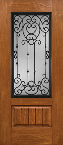 WDMA 30x80 Door (2ft6in by 6ft8in) Exterior Cherry Plank Panel 3/4 Lite Single Entry Door BM Glass 1