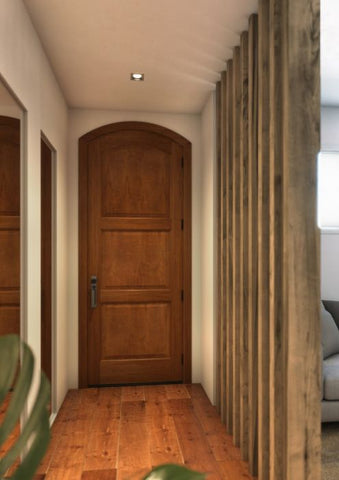 WDMA 30x96 Door (2ft6in by 8ft) Interior Swing Mahogany 3 Panel Arch Top Solid Exterior or Single Door 1