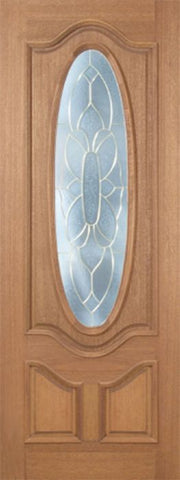 WDMA 30x96 Door (2ft6in by 8ft) Exterior Mahogany Carmel Single Door w/ BO Glass - 8ft Tall 1