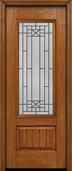 WDMA 30x96 Door (2ft6in by 8ft) Exterior Cherry 96in Plank Panel 3/4 Lite Single Entry Door Courtyard Glass 1