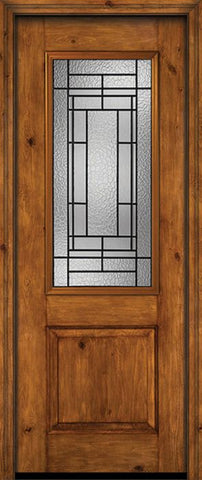 WDMA 30x96 Door (2ft6in by 8ft) Exterior Knotty Alder 96in Alder Rustic Plain Panel 2/3 Lite Single Entry Door Pembrook Glass 1