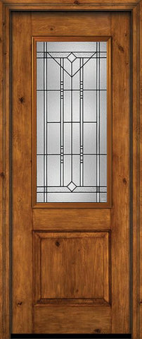WDMA 30x96 Door (2ft6in by 8ft) Exterior Knotty Alder 96in Alder Rustic Plain Panel 2/3 Lite Single Entry Door Riverwood Glass 1