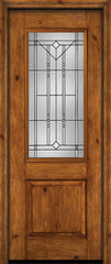 WDMA 30x96 Door (2ft6in by 8ft) Exterior Knotty Alder 96in Alder Rustic Plain Panel 2/3 Lite Single Entry Door Riverwood Glass 1