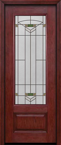 WDMA 30x96 Door (2ft6in by 8ft) Exterior Cherry 96in 3/4 Lite Single Entry Door Greenfield Glass 1