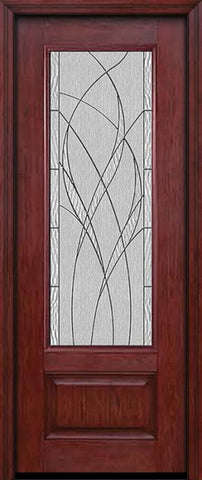WDMA 30x96 Door (2ft6in by 8ft) Exterior Cherry 96in 3/4 Lite Single Entry Door Waterside Glass 1