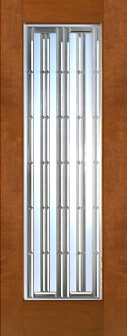 WDMA 30x96 Door (2ft6in by 8ft) Exterior Mahogany 2-1/4in Thick Contemporary Door Beveled Art Glass 1