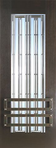 WDMA 30x96 Door (2ft6in by 8ft) Exterior Mahogany 2-1/4in Thick Door Beveled Art Glass Iron Work 1