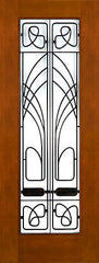 WDMA 30x96 Door (2ft6in by 8ft) Exterior Mahogany 2-1/4in Thick Art Nouveau Door Wrought Iron Low-E Glass 1