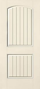 WDMA 32x80 Door (2ft8in by 6ft8in) Exterior Smooth Fiberglass Impact Door 6ft8in 2 Panel Plank Soft Arch 1