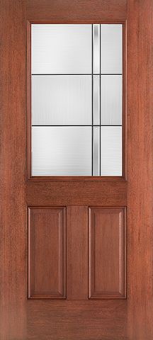 WDMA 32x80 Door (2ft8in by 6ft8in) Exterior Mahogany Fiberglass Impact Door 1/2 Lite 2 Panel Axis 6ft8in 1