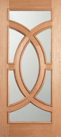 WDMA 32x80 Door (2ft8in by 6ft8in) Exterior Mahogany Crescendo Single Door w/ Sandblast Glass 1