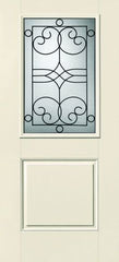 WDMA 32x80 Door (2ft8in by 6ft8in) Exterior Smooth Fiberglass Impact HVHZ Door 1/2 Lite 1 Panel Salinas 6ft8in 1