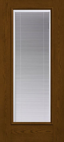 WDMA 32x80 Door (2ft8in by 6ft8in) Patio Oak ODL Raise/Tilt Full Lite W/ Stile Lines Fiberglass Single Exterior Door 1