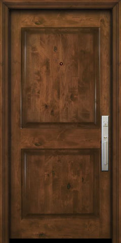 WDMA 32x80 Door (2ft8in by 6ft8in) Exterior Knotty Alder 80in 2 Panel Square Estancia Alder Door 2