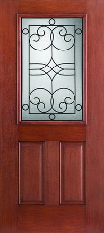WDMA 32x80 Door (2ft8in by 6ft8in) Exterior Mahogany Fiberglass Impact HVHZ Door 1/2 Lite 2 Panel Salinas 6ft8in 1