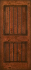 WDMA 32x80 Door (2ft8in by 6ft8in) Exterior Knotty Alder 80in 2 Panel Square V-Grooved Estancia Alder Door 1
