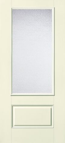 WDMA 32x80 Door (2ft8in by 6ft8in) Exterior Smooth Fiberglass Impact HVHZ Door 3/4 Lite 1 Panel Granite 6ft8in 1