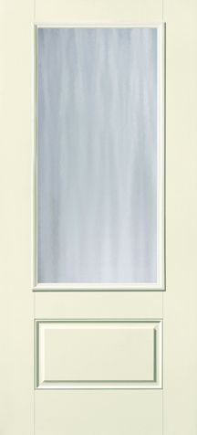 WDMA 32x80 Door (2ft8in by 6ft8in) Exterior Smooth Fiberglass Impact HVHZ Door 3/4 Lite 1 Panel Chinchilla 6ft8in 1