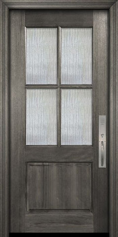 WDMA 32x80 Door (2ft8in by 6ft8in) Exterior Mahogany 80in 4 Lite TDL Large Panel DoorCraft Door w/Textured Glass 2