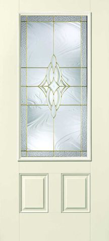 WDMA 32x80 Door (2ft8in by 6ft8in) Exterior Smooth Fiberglass Impact Door 3/4 Lite 2 Panel Texas Star 6ft8in 1