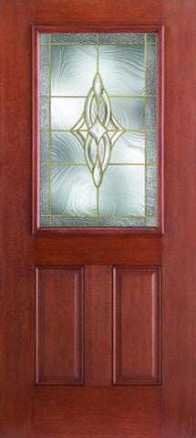 WDMA 32x80 Door (2ft8in by 6ft8in) Exterior Mahogany Fiberglass Impact HVHZ Door 1/2 Lite 2 Panel Wellesley 6ft8in 1