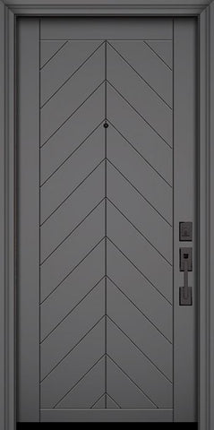 WDMA 32x80 Door (2ft8in by 6ft8in) Exterior Smooth IMPACT | 80in Chevron Solid Contemporary Door 1