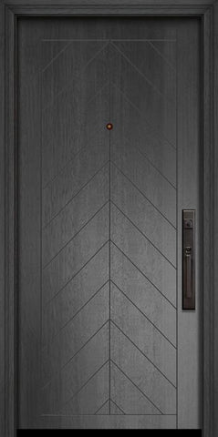 WDMA 32x80 Door (2ft8in by 6ft8in) Exterior Mahogany IMPACT | 80in Chevron Solid Contemporary Door 1