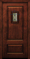 WDMA 32x80 Door (2ft8in by 6ft8in) Exterior Mahogany IMPACT | 80in 2 Panel Square V-Grooved Door with Speakeasy 1