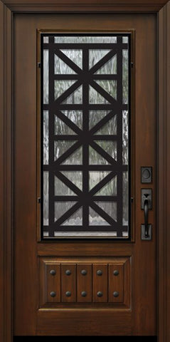 WDMA 32x80 Door (2ft8in by 6ft8in) Exterior Cherry IMPACT | 80in 1 Panel 3/4 Lite Contempo Steel Grille Door 1
