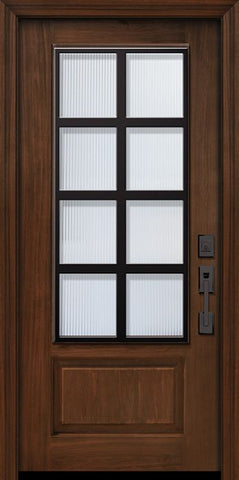WDMA 32x80 Door (2ft8in by 6ft8in) Exterior Cherry IMPACT | 80in 1 Panel 3/4 Lite Minimal Steel Grille Door 1