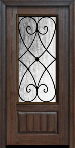 WDMA 32x80 Door (2ft8in by 6ft8in) Exterior Cherry IMPACT | 80in 1 Panel 3/4 Lite Charleston Door 1