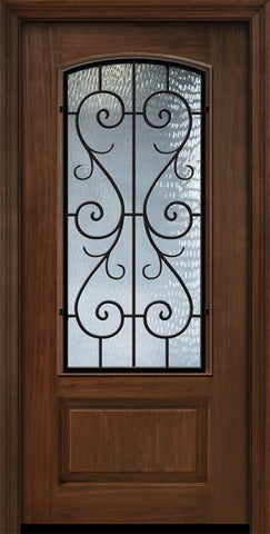 WDMA 32x80 Door (2ft8in by 6ft8in) Exterior Cherry IMPACT | 80in 1 Panel 3/4 Arch Lite St Charles Door 1