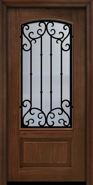WDMA 32x80 Door (2ft8in by 6ft8in) Exterior Cherry IMPACT | 80in 1 Panel 3/4 Arch Lite Valencia Door 1