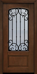 WDMA 32x80 Door (2ft8in by 6ft8in) Exterior Cherry IMPACT | 80in 1 Panel 3/4 Arch Lite Valencia Door 1