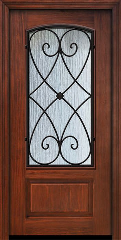 WDMA 32x80 Door (2ft8in by 6ft8in) Exterior Cherry IMPACT | 80in 1 Panel 3/4 Arch Lite Charleston Door 1