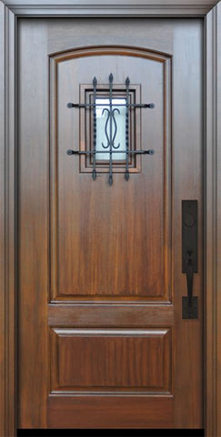 WDMA 32x80 Door (2ft8in by 6ft8in) Exterior Cherry IMPACT | 80in 2 Panel Arch or Knotty Alder Door with Speakeasy 1