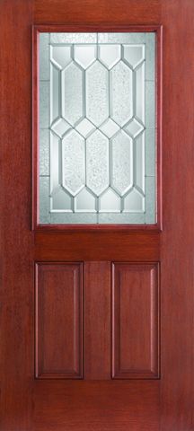 WDMA 32x80 Door (2ft8in by 6ft8in) Exterior Mahogany Fiberglass Impact HVHZ Door 1/2 Lite 2 Panel Crystalline 6ft8in 1