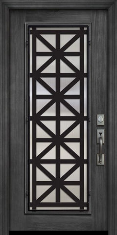WDMA 32x80 Door (2ft8in by 6ft8in) Exterior Cherry IMPACT | 80in Full Lite Contempo Steel Grille Door 1