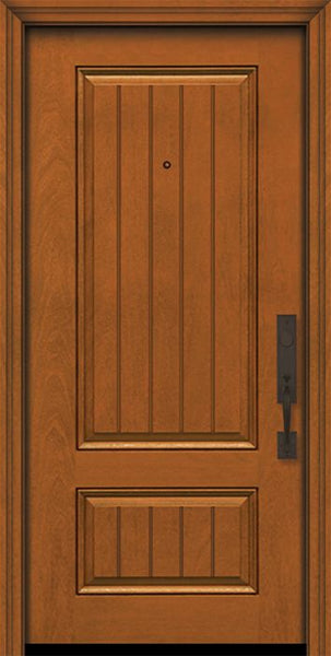 WDMA 32x80 Door (2ft8in by 6ft8in) Exterior Mahogany 80in 2 Panel Square V-Grooved Door 1