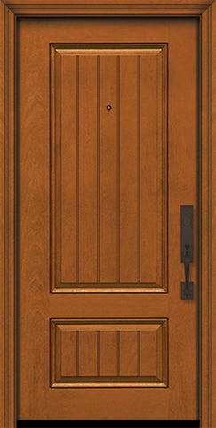 WDMA 32x80 Door (2ft8in by 6ft8in) Exterior Mahogany 80in 2 Panel Square V-Grooved Door 1