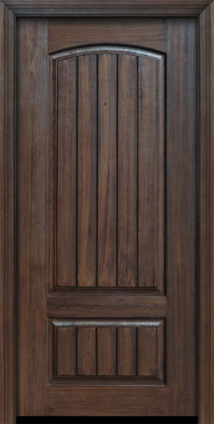 WDMA 32x80 Door (2ft8in by 6ft8in) Exterior Cherry 80in 2 Panel Arch V-Grooved or Knotty Alder Door 1