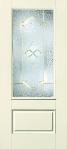 WDMA 32x80 Door (2ft8in by 6ft8in) Exterior Smooth Fiberglass Impact HVHZ Door 3/4 Lite 1 Panel Crystal Concorde 6ft8in 1