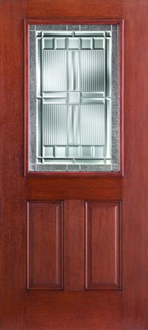 WDMA 32x80 Door (2ft8in by 6ft8in) Exterior Mahogany Fiberglass Impact HVHZ Door 1/2 Lite 2 Panel Saratoga 6ft8in 1