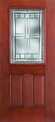 WDMA 32x80 Door (2ft8in by 6ft8in) Exterior Mahogany Fiberglass Impact HVHZ Door 1/2 Lite 2 Panel Saratoga 6ft8in 1