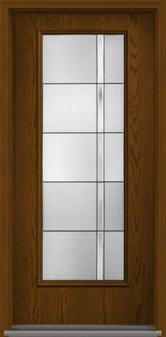 WDMA 32x80 Door (2ft8in by 6ft8in) Exterior Oak Axis Full Lite W/ Stile Lines Fiberglass Single Door HVHZ Impact 1