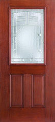 WDMA 32x80 Door (2ft8in by 6ft8in) Exterior Mahogany Fiberglass Impact HVHZ Door 1/2 Lite 2 Panel Maple Park 6ft8in 1