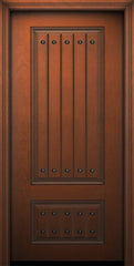 WDMA 32x80 Door (2ft8in by 6ft8in) Exterior Mahogany 80in 2 Panel Square V-Grooved Door with Clavos 1