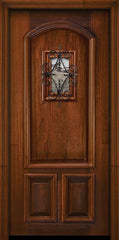 WDMA 32x80 Door (2ft8in by 6ft8in) Exterior Mahogany 80in Arch 3 Panel Portobello Door with Speakeasy 2